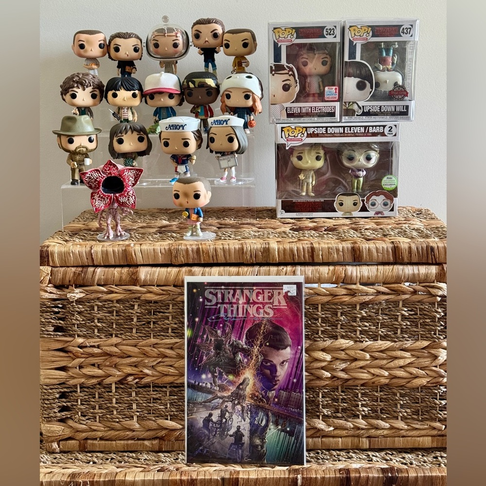 Funko Pop Stranger Things Lot & Signed Clayton Crain Comic With COA